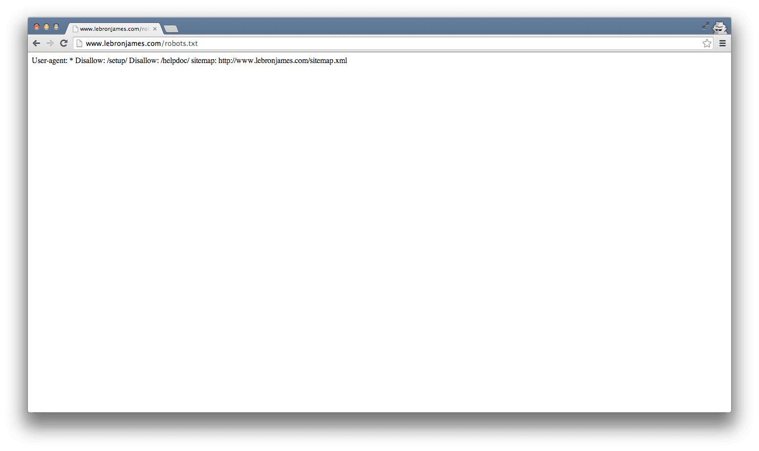 The robots.txt file disallowing /helpdoc/ and /setup/
